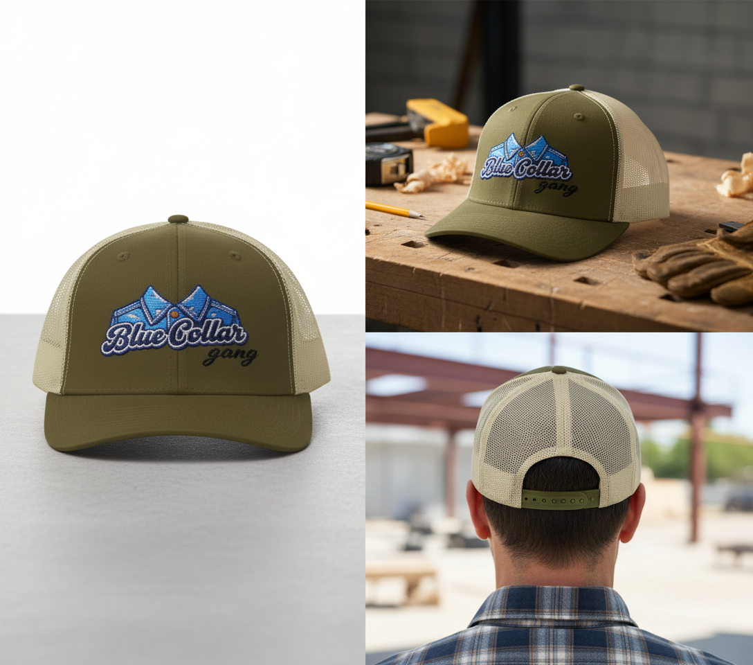 Blue Collar Gang embroidered trucker cap | snapback mesh hat