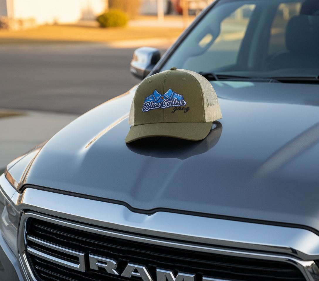 Blue Collar Gang embroidered trucker cap | snapback mesh hat